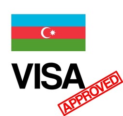 Azerbaijan Visa approval concept with Flag and red approved stamp
