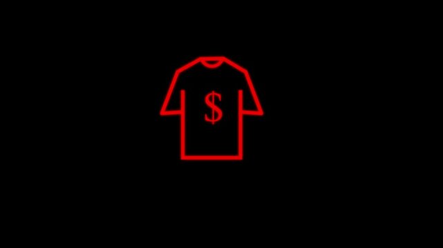 Blank T-shirt line icon. linear style sign for mobile concept and web design. Short sleeve t-shirt outline vector icon. Symbol, logo illustration.4k video