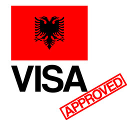 Albania Visa approval concept with Flag and red approved stamp