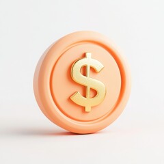 Obraz premium Golden dollar coin isolated on white background for finance, banking, investment, currency and economy use cases.