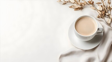 Serene morning coffee with dried floral arrangement