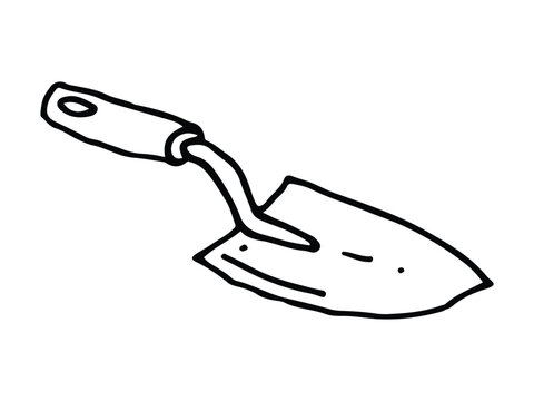 black and white garden trowel clip art preview