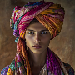 Mystical Serenity: A Turban Wrapped in Cultural Richness and Personal Identity, Embracing Harmony and Contemplation