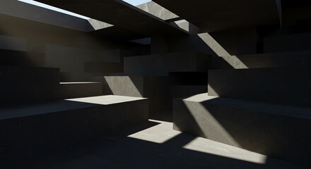 Fototapeta premium Abstract architectural interior with geometric forms and light