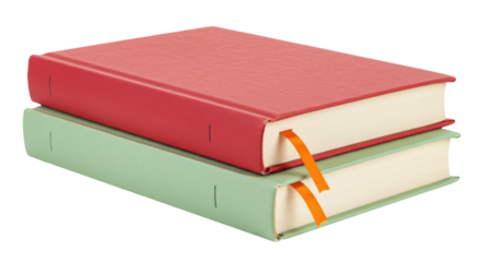 Isolated Stack of Books with Bookmarks