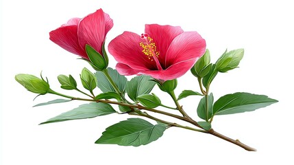 Hibiscus Flowers Branch Blooms