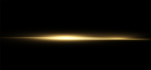 Plakat Glowing horizontal yellow light line with radiant shine and beam effect. Futuristic flare, and neon glow. digital highlights.