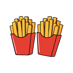 Golden crispy French fries vector illustration. delicious fast food, crispy, golden, snack, tasty, side dish, vector drawing