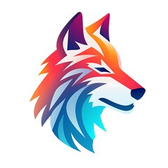 Colorful Wolf Head with Gradient Design.