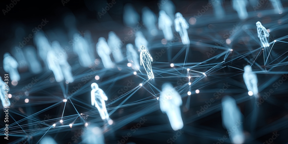 Leinwandbilder digital network connections with abstract human icons representing social media and online interacti