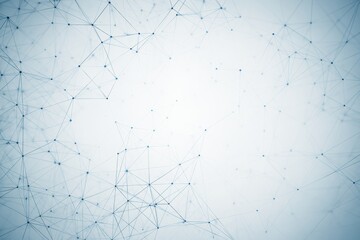 Abstract network connections with blue nodes on white background symbolizing data flow and digital communication concept wallpaper backdrop texture light.