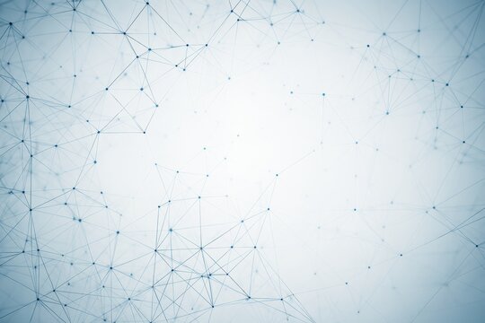 Abstract network connections with blue nodes on white background symbolizing data flow and digital communication concept wallpaper backdrop texture light. - Powered by Adobe