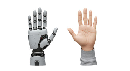 Fototapeta premium Isolated Human Hand and Robot Hand
