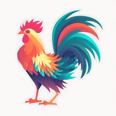 Colorful Rooster Illustration. (1)