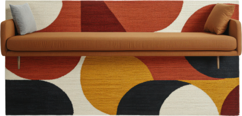 Abstract Geometric Rug with Warm Tones