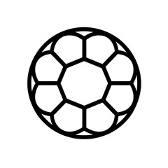 Obraz premium Soccer ball icon with hexagon and pentagon pattern in simplified line art for sports and recreation design