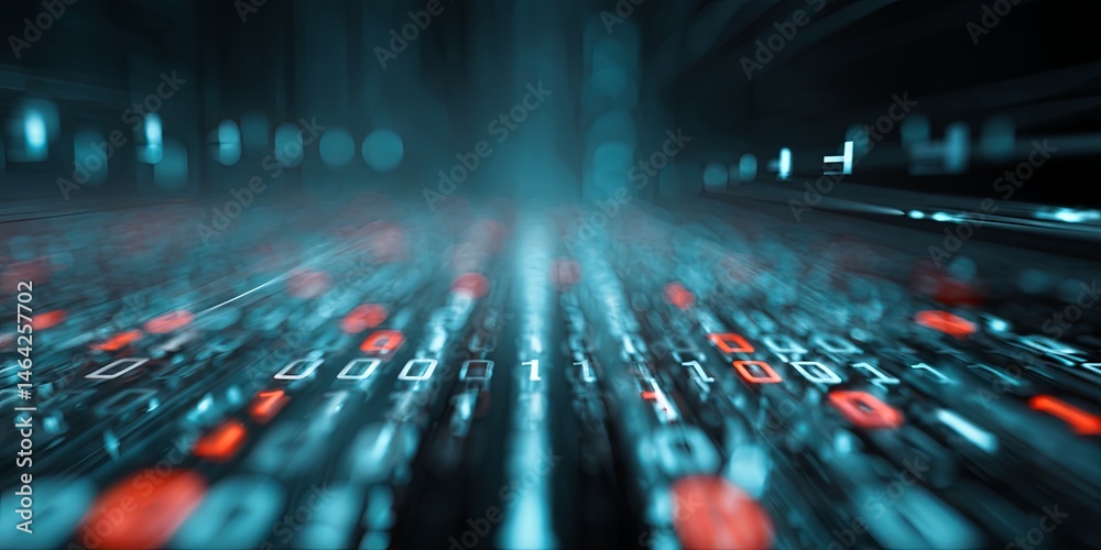Fototapete Abstract Digital Background with Random Binary Code and Software Programming Elements Representing Technology and Data Science Concepts