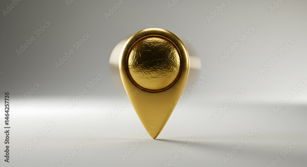 Fototapete golden map pointer location icon on soft background