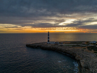 Faro de Artrutx situado en extremo suroccidente de la Isla de Menorca, Baleares España.
