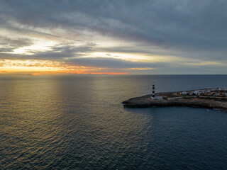 Faro de Artrutx situado en extremo suroccidente de la Isla de Menorca, Baleares España.
