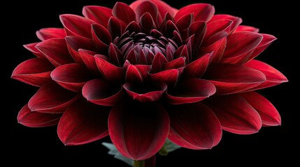 Close-up of a vibrant, dark red dahlia