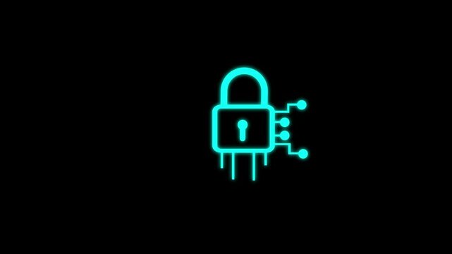 Digital key vector icon illustration .Good icon. Shield with padlock icon representing security design and black outline. 4k video