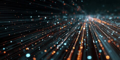 Obraz premium Abstract digital data streams with coding elements representing cyber security concepts, visualizing network connections and information processing processes