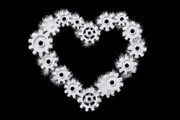 Fototapeta premium Heart-shaped Outline Filled With Gears Symbolizing Creativity and Engineering Innovation in Technology