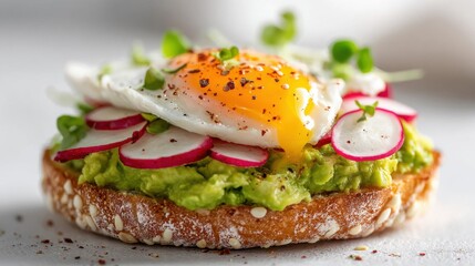 Avocado Toast with Poached Egg and Radish