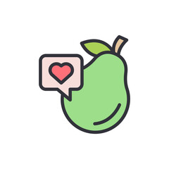 Conceptual illustration of a loving guava, health and social media theme
