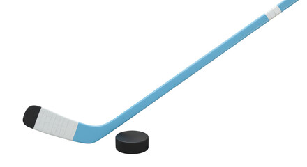 Isolated Hockey Stick and Puck