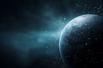 Obraz premium Digital Planet Earth in Deep Space Nebula Cosmic Background