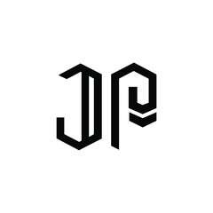 JP monogram logo design letter text name symbol monochrome logotype alphabet character simple logo