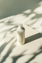 Cosmetic dispenser bottle for beauty product mockup and skincare presentation on neutral background.