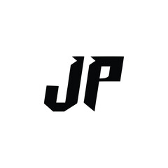 JP monogram logo design letter text name symbol monochrome logotype alphabet character simple logo