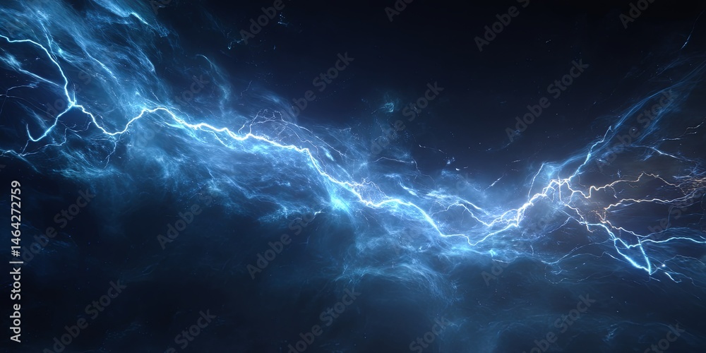 Poster abstract electric blue lightning background with glowing energy and powerful light effect for sci-fi