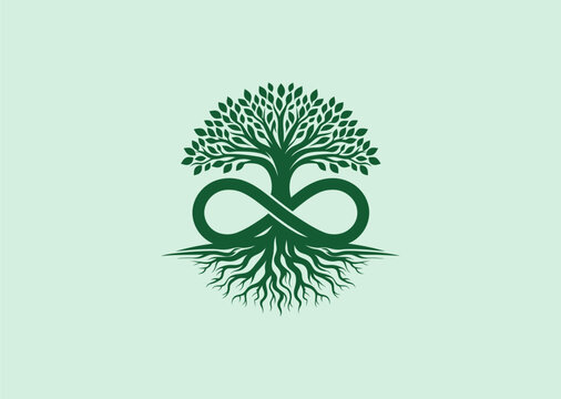 Infinity tree logo for growth, sustainability, or life-focused brand.