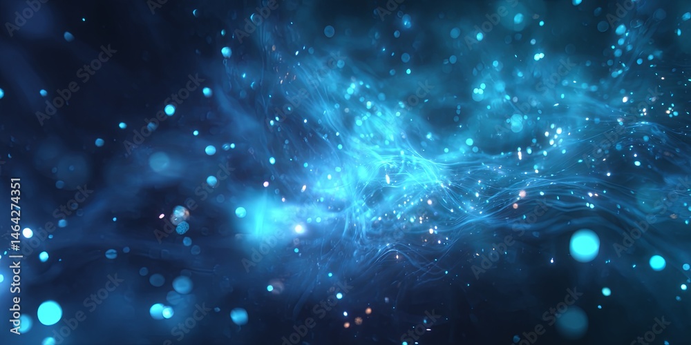 Leinwandbilder luminous blue particles and glowing lights creating a mystical atmosphere for background or screen s