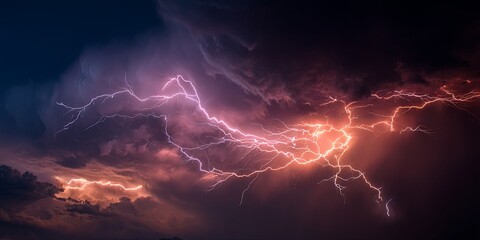 Dramatic Display of Electric Lightning Bolts Illuminating the Dark Night Sky Captivating Nature s Power and Fury in a Stunning Visual Spectacle