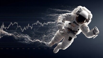 Astronaut Running Through Crypto Market Data.