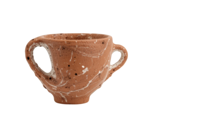 Old terracotta amphora with two handles, used historically for storing liquids, grains or decorative purposes, emphasizing vintage craftsmanship and ancient container design