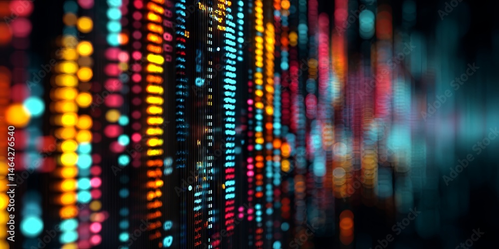 Aufkleber Abstract Code Display with Colorful Glows on Dark Background for Technology, Programming, and Digital Art Concepts