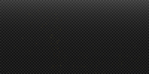 Shimmering gold parts.Gold glitter dust with stars on transparent background. Dust with gold glitter effect.