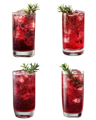 Cranberry Hibiscus Fizz Drink, Rosemary Garnish