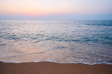 Beautiful landscape. Sunset light on the seashore.