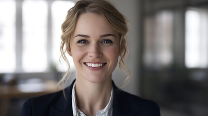 Confident business professional smiling, portrait in suit. Success and professionalism in the modern workplace.