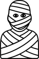 Halloween Mummy Line Art Illustration Wrapped Bandages Design