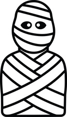 Line Art Mummy Wrapped in Bandages Halloween Design