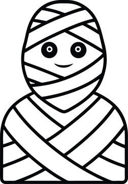 recommend clip art: Line Art Mummy Wrapped in Bandages Halloween Design Illustration