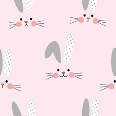 rabbit face seamless pattern , vector , illustration
